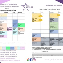HORAIRE ET TARIFS 2023-2024