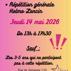 REPETITIONS HELMO  JEUDI 14 MAI 26